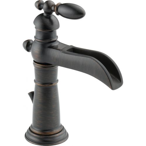  Delta Faucet Victorian Bronze Bathroom Faucet, Single Hole Bathroom Faucet, Waterfall Faucet, Single Handle, Metal Drain Assembly, Venetian Bronze 554LF-RB