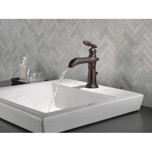  Delta Faucet Victorian Bronze Bathroom Faucet, Single Hole Bathroom Faucet, Waterfall Faucet, Single Handle, Metal Drain Assembly, Venetian Bronze 554LF-RB