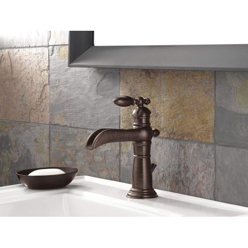  Delta Faucet Victorian Bronze Bathroom Faucet, Single Hole Bathroom Faucet, Waterfall Faucet, Single Handle, Metal Drain Assembly, Venetian Bronze 554LF-RB