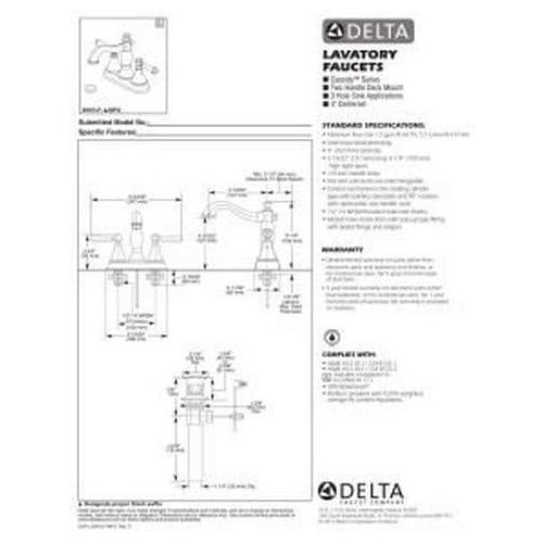  Delta Faucet Cassidy Centerset Bathroom Faucet Chrome, Bathroom Sink Faucet, Metal Drain Assembly, Chrome 2597LF-MPU