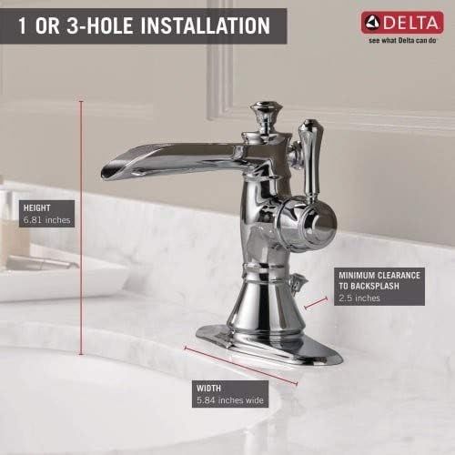  Delta Faucet Cassidy Single Hole Bathroom Faucet, Gold Bathroom Faucet, Waterfall Faucet, Single Handle, Metal Drain Assembly, Champagne Bronze 598LF-CZMPU,0.5