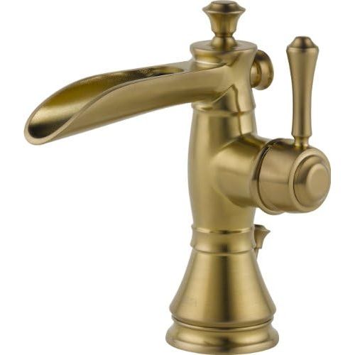  Delta Faucet Cassidy Single Hole Bathroom Faucet, Gold Bathroom Faucet, Waterfall Faucet, Single Handle, Metal Drain Assembly, Champagne Bronze 598LF-CZMPU,0.5