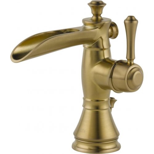  Delta Faucet Cassidy Single Hole Bathroom Faucet, Gold Bathroom Faucet, Waterfall Faucet, Single Handle, Metal Drain Assembly, Champagne Bronze 598LF-CZMPU,0.5