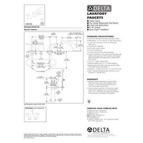  Delta Faucet 3530LF-MPU, 5.25 x 16.00 x 5.25 inches, Chrome