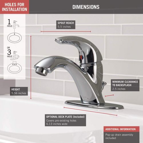  Delta Faucet Classic Centerset Bathroom Faucet Chrome, Bathroom Sink Faucet, Drain Assembly, Chrome 583LF-WF