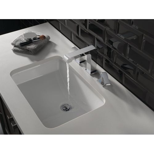  Delta Faucet Ara Widespread Bathroom Faucet Chrome, Bathroom Faucet 3 Hole, Diamond Seal Technology, Metal Drain Assembly, Chrome 3567-MPU-DST