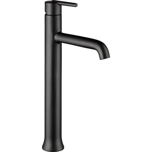  Delta Faucet Trinsic Vessel Sink Faucet, Matte Black Bathroom Faucet, Single Hole Bathroom Faucet, Diamond Seal Technology, Matte Black 759-BL-DST