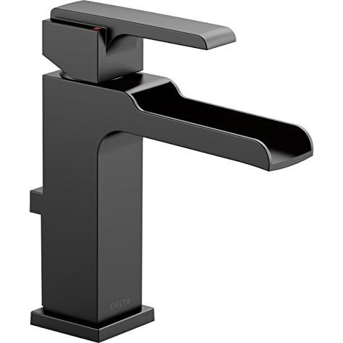  Delta Faucet Ara Matte Black Bathroom Faucet, Single Hole Bathroom Faucet, Waterfall Faucet, Metal Drain Assembly, Matte Black 568LF-BLMPU