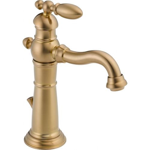  Delta Faucet Victorian Single Hole Bathroom Faucet, Gold Bathroom Faucet, Single Handle Bathroom Faucet, Metal Drain Assembly, Champagne Bronze 555LF-CZ