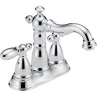 Delta Faucet Victorian Centerset Bathroom Faucet Chrome, Bathroom Sink Faucet, Diamond Seal Technology, Metal Drain Assembly, Chrome 2555-MPU-DST