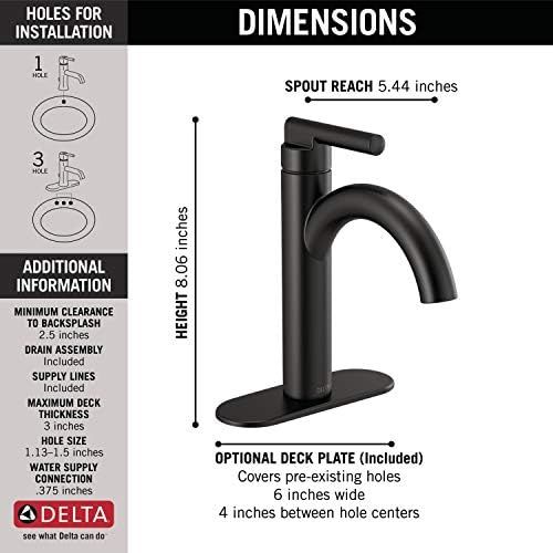  Delta Faucet Nicoli Matte Black Bathroom Faucet, Single Hole Bathroom Faucet, Single Handle Bathroom Faucet, Matte Black 15749LF-BL