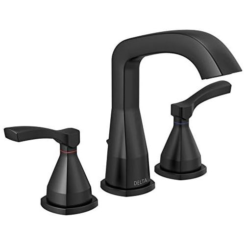  Delta Faucet Stryke Widespread Bathroom Faucet 3 Hole, Matte Black Bathroom Faucet, Diamond Seal Technology, Metal Drain Assembly, Matte Black 35776-BLMPU-DST