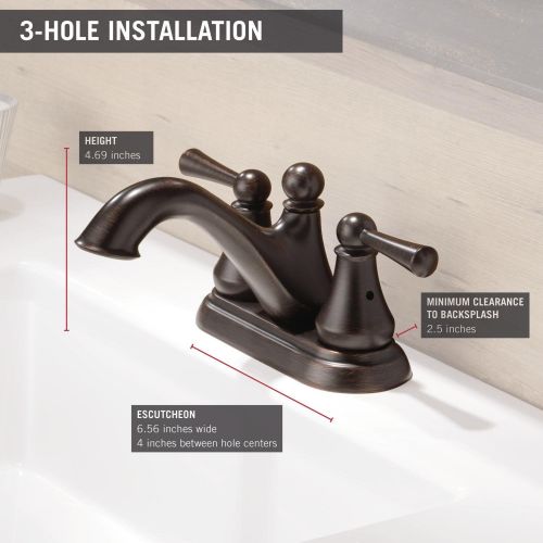  Delta Faucet Haywood Bronze Bathroom Faucet, Centerset Bathroom Faucet, Bathroom Sink Faucet, Drain Assembly, Venetian Bronze 25999LF-RB