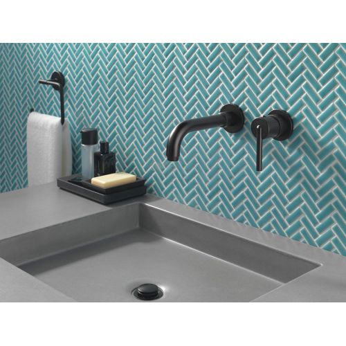  Delta Faucet Trinsic Wall Mount Faucet, Matte Black Bathroom Faucet, Wall Mount Bathroom Faucet 3 Hole, Widespread Bathroom Faucet, Matte Black T3559LF-BLWL