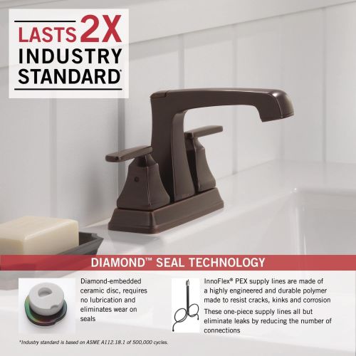  Delta Faucet Ashlyn Bronze Bathroom Faucet, Centerset Bathroom Faucet, Diamond Seal Technology, Metal Drain Assembly, Venetian Bronze 2564-RBMPU-DST,5.56 x 9.00 x 5.06 inches