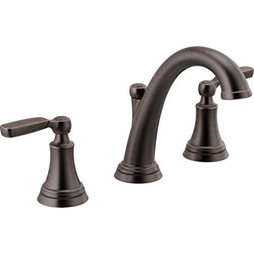  Delta Faucet Woodhurst Widespread Bathroom Faucet 3 Hole, Bronze Bathroom Faucet, Bathroom Sink Faucet, Metal Drain Assembly, Venetian Bronze 3532LF-RB