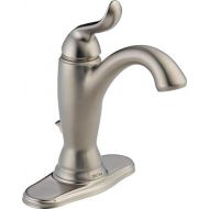 Delta Faucet Linden Single Hole Bathroom Faucet Brushed Nickel, Single Handle Bathroom Faucet, Diamond Seal Technology, Metal Drain Assembly, Stainless 594-SSMPU-DST