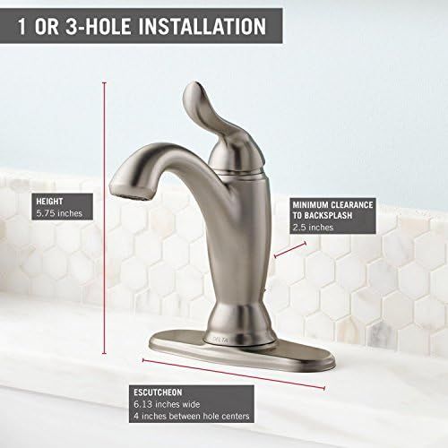  Delta Faucet Linden Single Hole Bathroom Faucet Brushed Nickel, Single Handle Bathroom Faucet, Diamond Seal Technology, Metal Drain Assembly, Stainless 594-SSMPU-DST