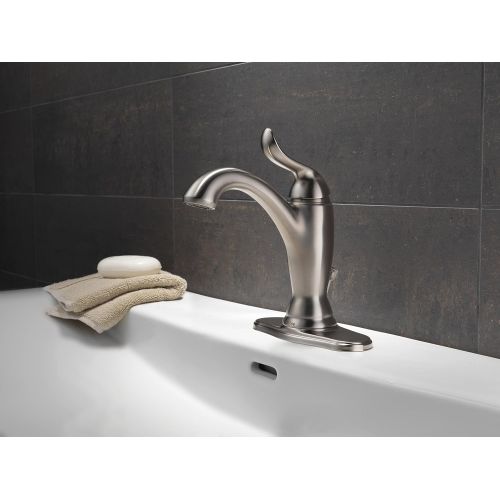  Delta Faucet Linden Single Hole Bathroom Faucet Brushed Nickel, Single Handle Bathroom Faucet, Diamond Seal Technology, Metal Drain Assembly, Stainless 594-SSMPU-DST