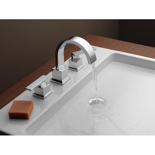  Delta Faucet Vero Widespread Bathroom Faucet Chrome, Bathroom Faucet 3 Hole, Bathroom Sink Faucet, Metal Drain Assembly, Chrome 3553LF