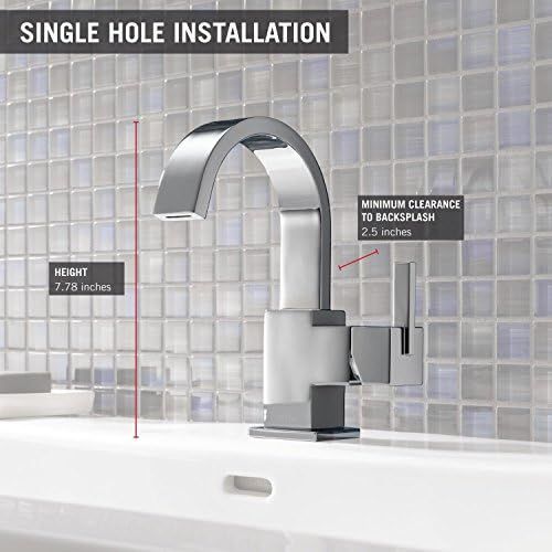  Delta Faucet Vero Single Hole Bathroom Faucet, Single Handle Bathroom Faucet Chrome, Bathroom Sink Faucet, Metal Drain Assembly, Chrome 553LF,7.78 x 4.00 x 5.71 inches
