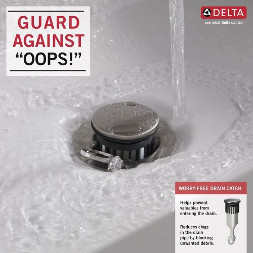  Delta Faucet Mylan Widespread Bathroom Faucet Brushed Nickel, Bathroom Faucet 3 Hole, Drain Assembly, Worry-Free Drain Catch, SpotShield Brushed Nickel 35777LF-SP