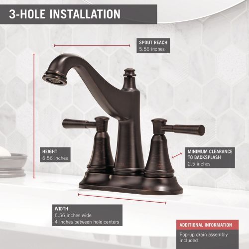  Delta Faucet Mylan Bronze Bathroom Faucet, Centerset Bathroom Faucet, Drain Assembly, Worry-Free Drain Catch, Venetian Bronze 25777LF-RB