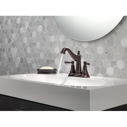  Delta Faucet Mylan Bronze Bathroom Faucet, Centerset Bathroom Faucet, Drain Assembly, Worry-Free Drain Catch, Venetian Bronze 25777LF-RB