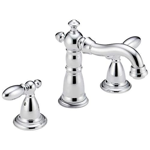  Delta Faucet Victorian Widespread Bathroom Faucet Chrome, Bathroom Faucet 3 Hole, Diamond Seal Technology, Metal Drain Assembly, Chrome 3555-MPU-DST,1