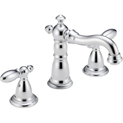  Delta Faucet Victorian Widespread Bathroom Faucet Chrome, Bathroom Faucet 3 Hole, Diamond Seal Technology, Metal Drain Assembly, Chrome 3555-MPU-DST,1