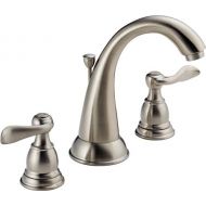 Delta Faucet Windemere Widespread Bathroom Faucet Brushed Nickel, Bathroom Faucet 3 Hole, Bathroom Sink Faucet, Metal Drain Assembly, Stainless B3596LF-SS