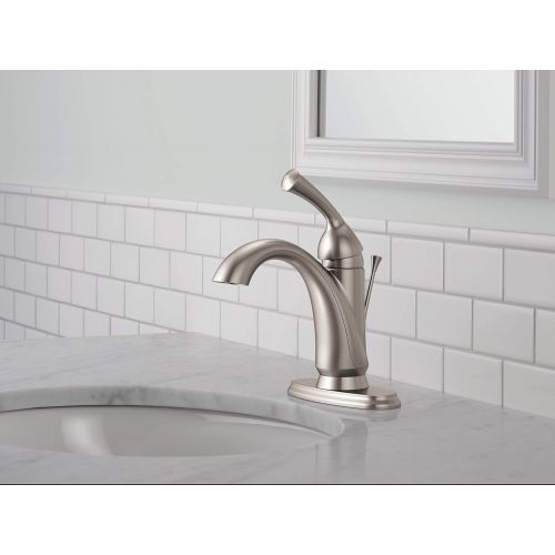  Delta Faucet Haywood Single Hole Bathroom Faucet Brushed Nickel, Single Handle Bathroom Faucet, Diamond Seal Technology, Metal Drain Assembly, Stainless 15999-SS-DST