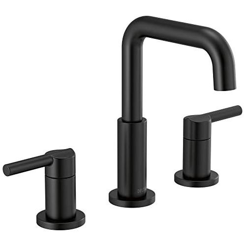  Delta Faucet Nicoli Widespread Bathroom Faucet 3 Hole, Matte Black Bathroom Faucet, Bathroom Sink Faucet, Drain Assembly, Matte Black 35849LF-BL