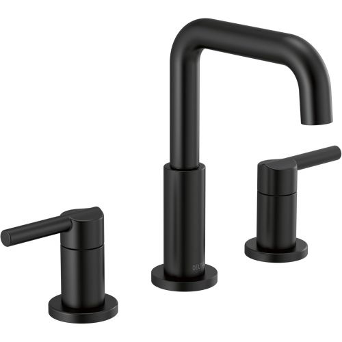  Delta Faucet Nicoli Widespread Bathroom Faucet 3 Hole, Matte Black Bathroom Faucet, Bathroom Sink Faucet, Drain Assembly, Matte Black 35849LF-BL