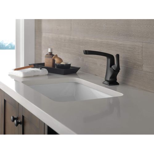  Delta Faucet Vesna Matte Black Bathroom Faucet, Single Hole Bathroom Faucet, Single Handle Bathroom Faucet, Drain Assembly, Matte Black 15789LF-BL