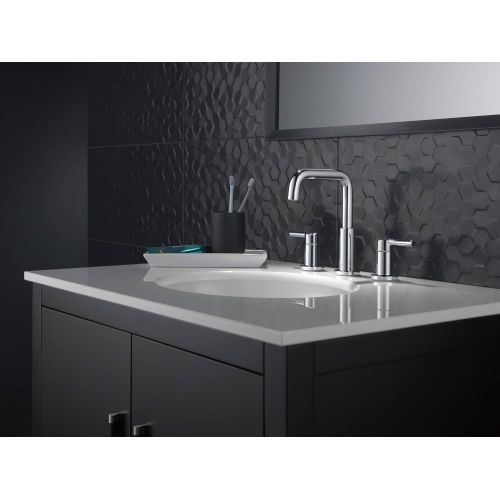  Delta Faucet Nicoli Widespread Bathroom Faucet Chrome, Bathroom Faucet 3 Hole, Bathroom Sink Faucet, Drain Assembly, Chrome 35849LF,Standard