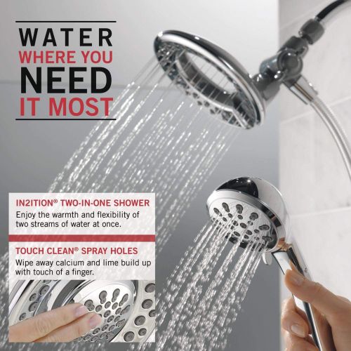  Delta Faucet 4-Spray Touch Clean In2ition 2-in-1 Dual Hand Held Shower Head with Hose, Chrome 75486C