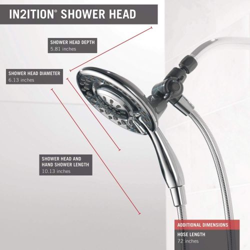  Delta Faucet 4-Spray Touch Clean In2ition 2-in-1 Dual Hand Held Shower Head with Hose, Chrome 75486C