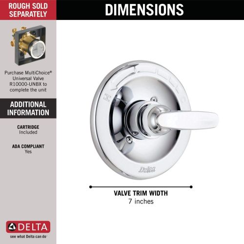  DELTA FAUCET Delta Foundations BT13010 Monitor 13 Series Valve Trim Only, Chrome (Valve sold separately)