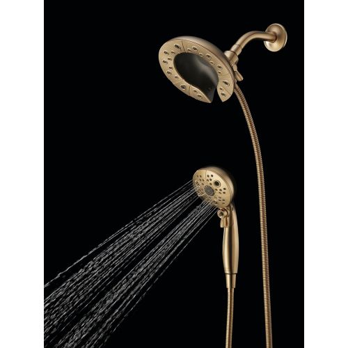  Delta Faucet 5-Spray H2Okinetic In2ition 2-in-1 Dual Hand Held Shower Head with Hose and Magnetic Docking, Champagne Bronze 58480-CZ-PK