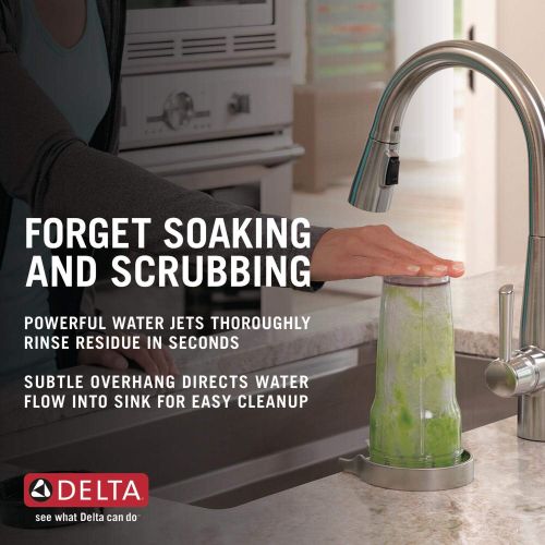  Delta Faucet Metal Glass Rinser for Kitchen Sinks, Kitchen Sink Accessories, Bar Glass Rinser, Black Stainless GR250-KS