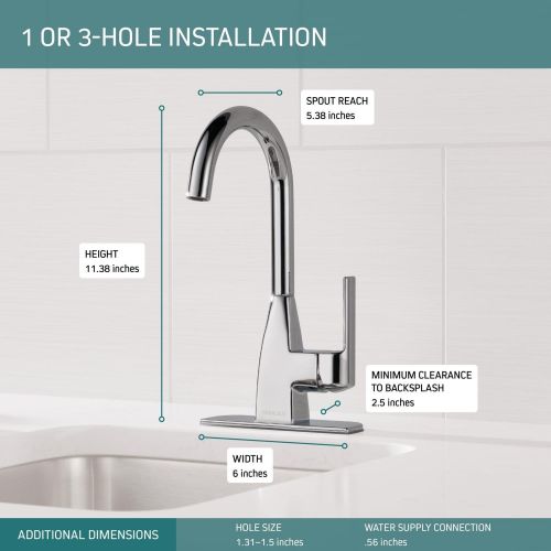  DELTA FAUCET Peerless P1819LF Xander Single Handle Bar Faucet, Chrome