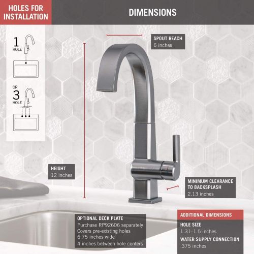  Delta Faucet Pivotal Single-Handle Bar-Prep Kitchen Sink Faucet, Arctic Stainless 1993LF-AR