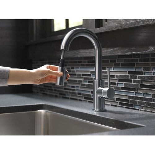  Delta Faucet 9959-ARLS-DST Trinsic Single Handle Bar Kitchen Swivel Pull-Down Prep, Arctic Stainless