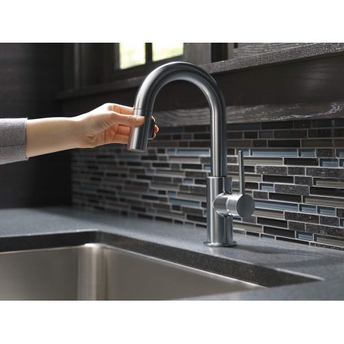  Delta Faucet 9959-ARLS-DST Trinsic Single Handle Bar Kitchen Swivel Pull-Down Prep, Arctic Stainless