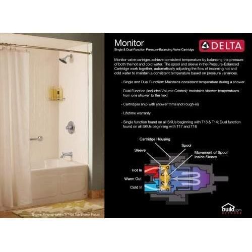  DELTA FAUCET Delta T17251-SSH2O Dryden Monitor 17 Series Shower Trim, Stainless