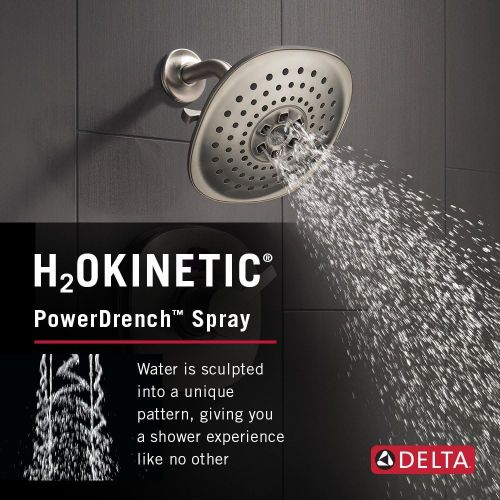  DELTA FAUCET Delta 52686-SS 3 Setting H2O kinetic Contemporary Raincan Showerhead, Stainless