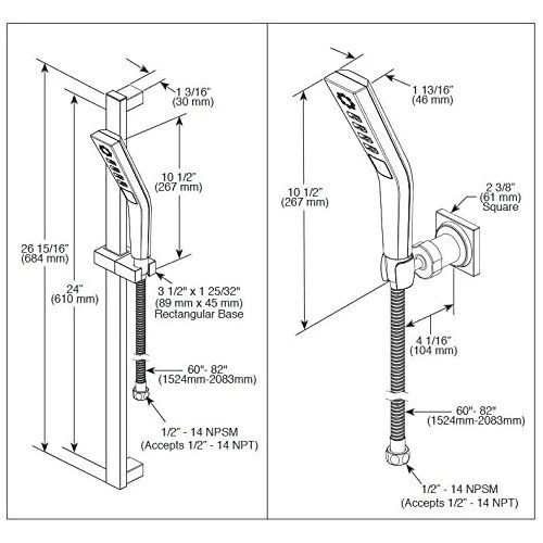  DELTA FAUCET Delta Faucet 51799 H2Okinetic 3-Setting Slide bar Hand Shower, Chrome