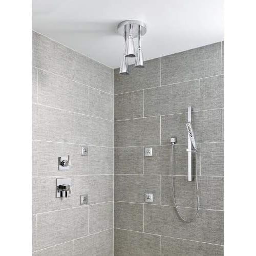  DELTA FAUCET Delta Single-Spray Ceiling-Mount H2Okinetic Shower Head, Matte Black 57140-BL