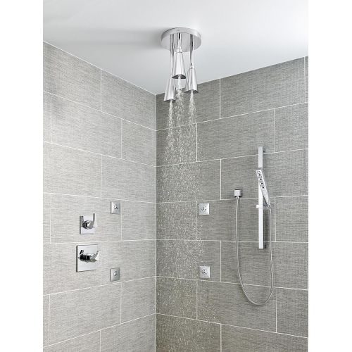  DELTA FAUCET Delta Single-Spray Ceiling-Mount H2Okinetic Shower Head, Matte Black 57140-BL